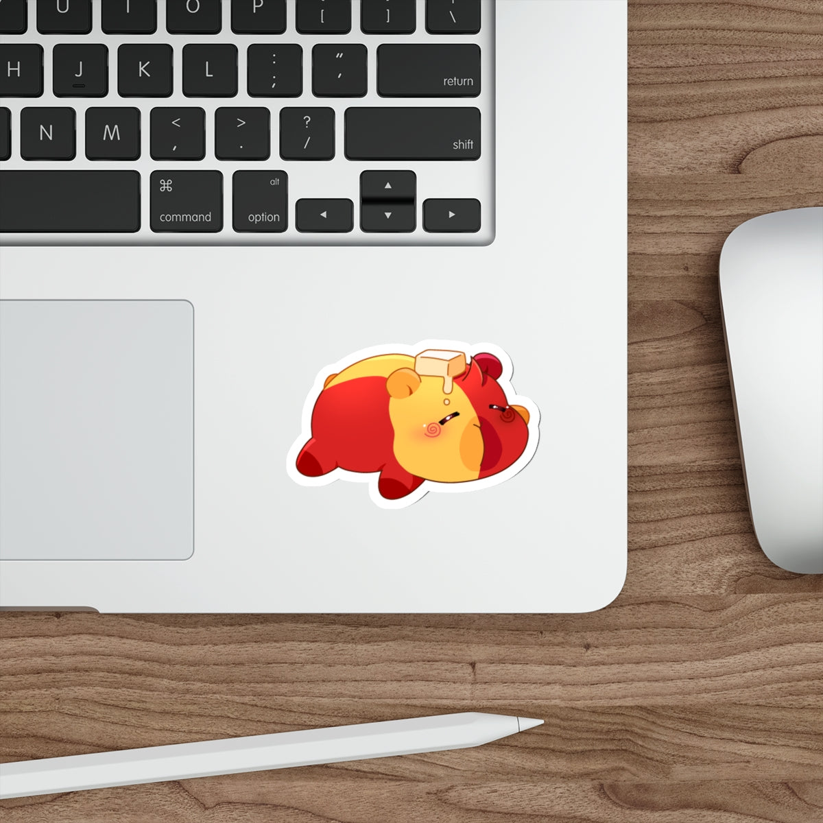 Cute Sleeping Butter Capybara Die-Cut Sticker — Kawaii Butter Capybara Vinyl Decal