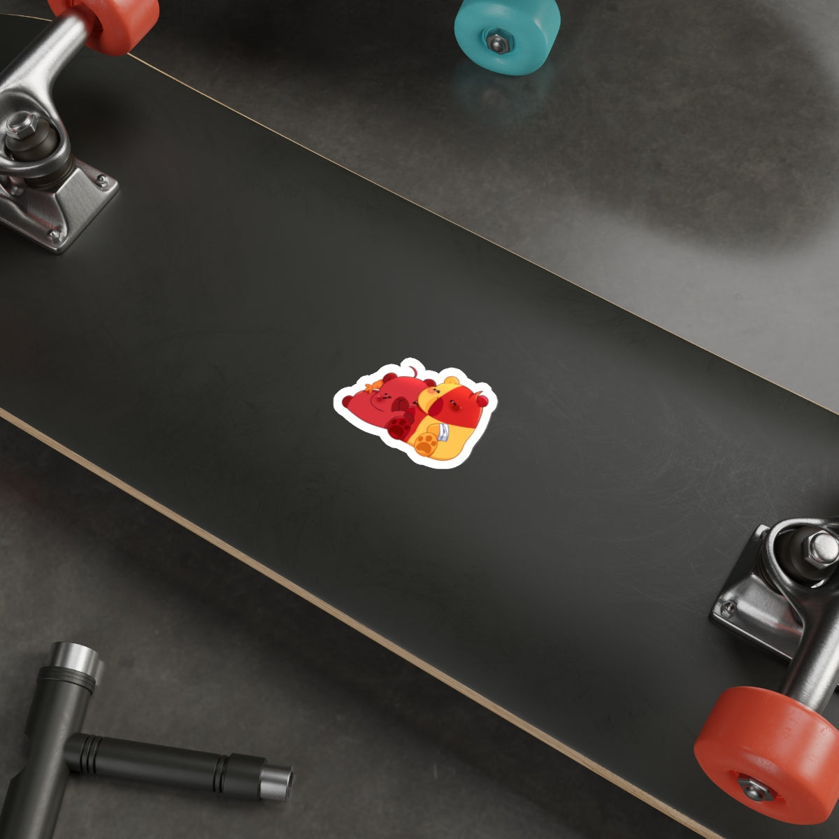 Cute Red & Yellow Capybaras Die-Cut Sticker — Kawaii Capybara Couple Decal