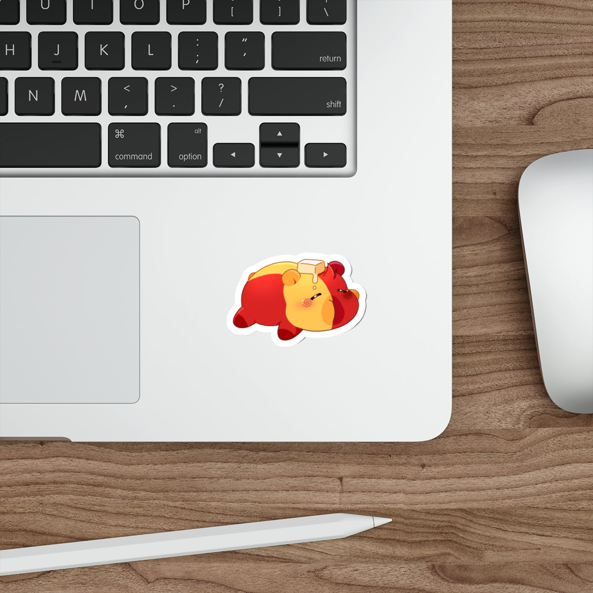 Cute Sleeping Butter Capybara Die-Cut Sticker — Kawaii Butter Capybara Vinyl Decal