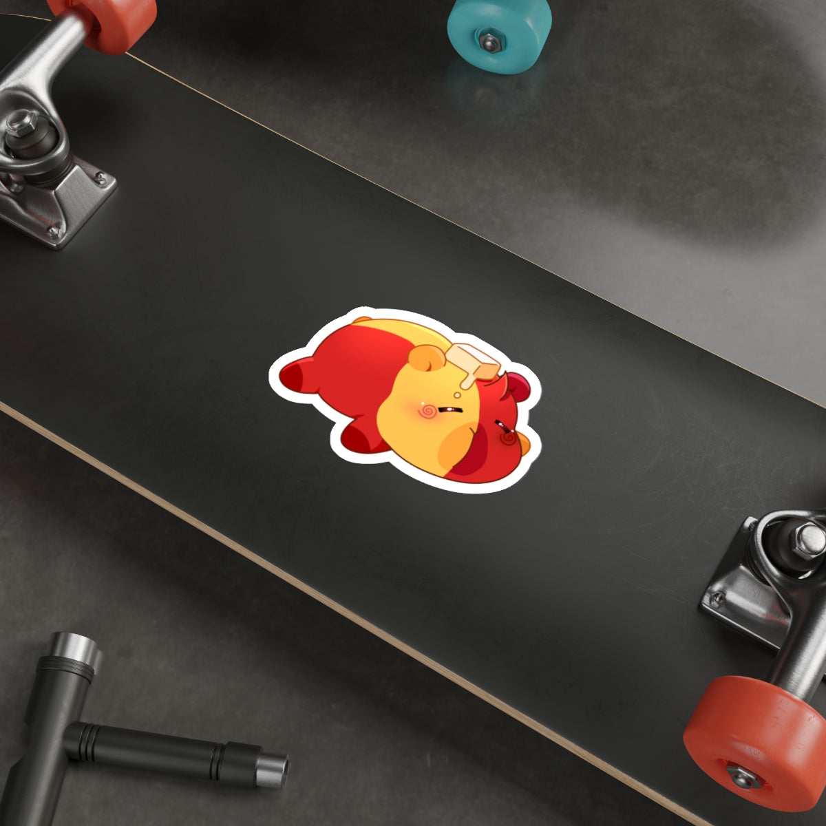 Cute Sleeping Butter Capybara Die-Cut Sticker — Kawaii Butter Capybara Vinyl Decal