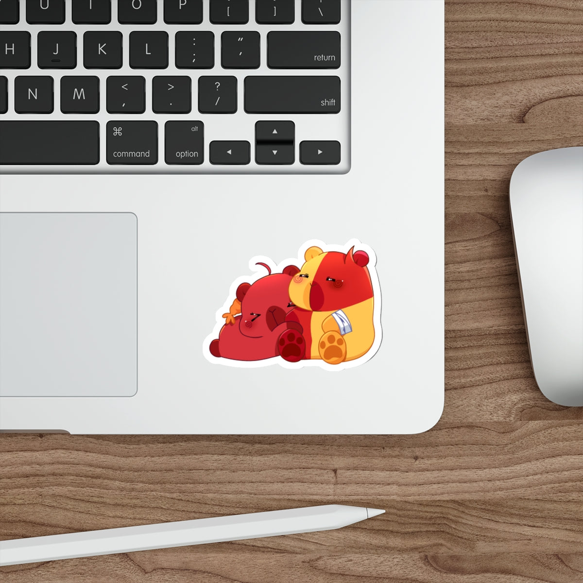 Cute Red & Yellow Capybaras Die-Cut Sticker — Kawaii Capybara Couple Decal