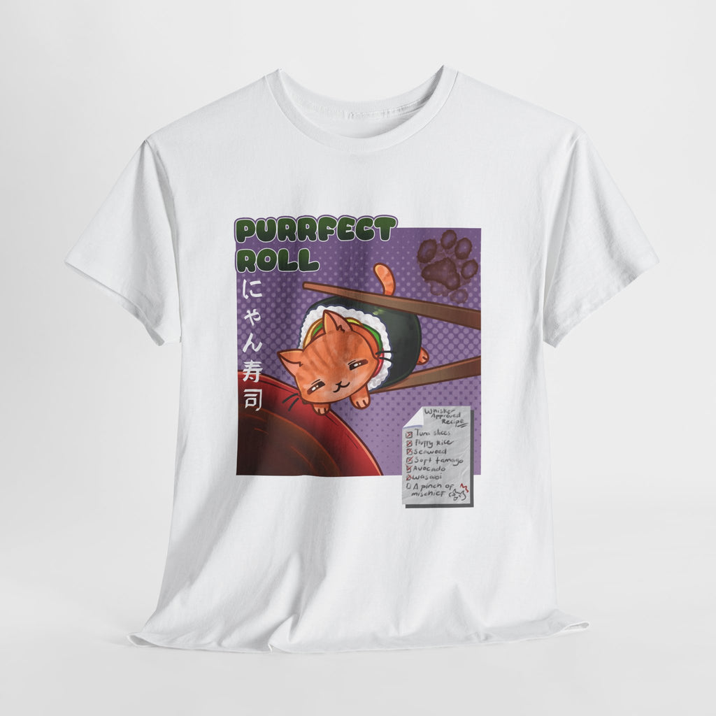 Purrfect Roll T-Shirt — Cute Cat Sushi Graphic Tee