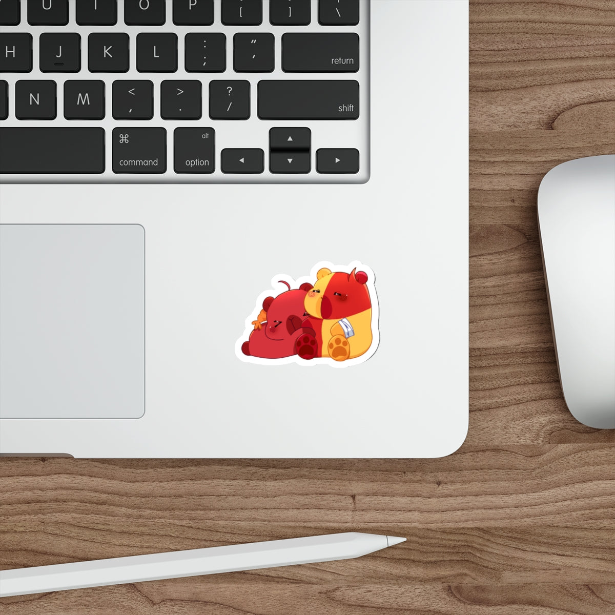 Cute Red & Yellow Capybaras Die-Cut Sticker — Kawaii Capybara Couple Decal