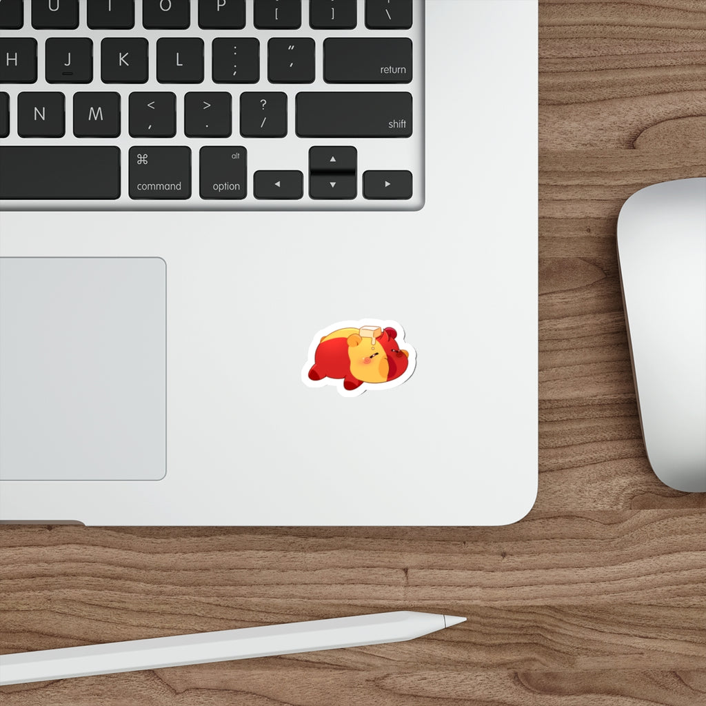 Cute Sleeping Butter Capybara Die-Cut Sticker — Kawaii Butter Capybara Vinyl Decal