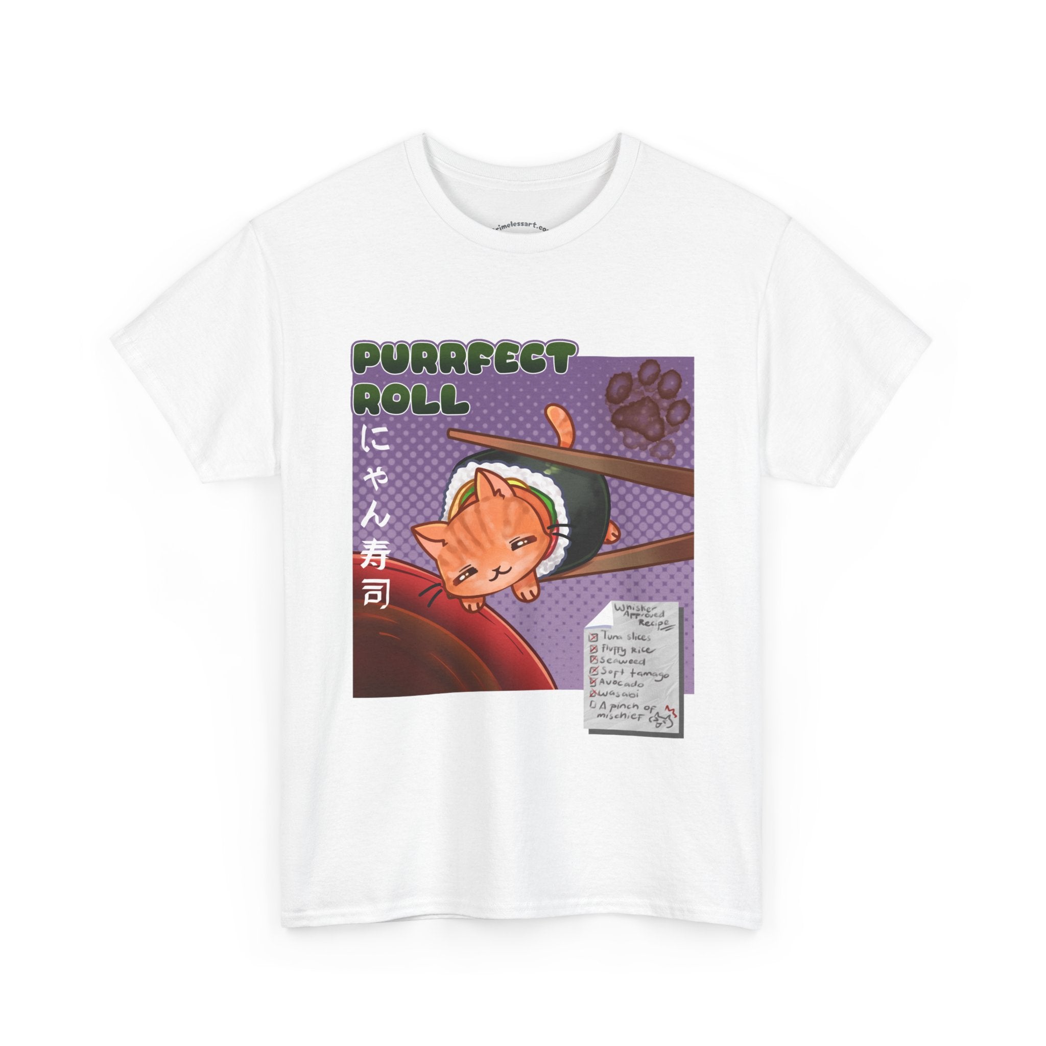 Purrfect Roll T-Shirt — Cute Cat Sushi Graphic Tee