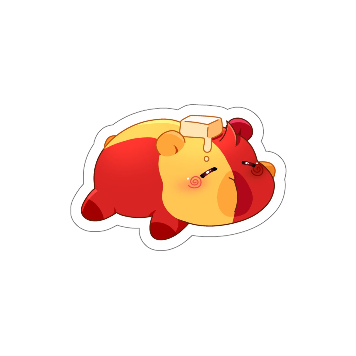 Cute Sleeping Butter Capybara Die-Cut Sticker — Kawaii Butter Capybara Vinyl Decal