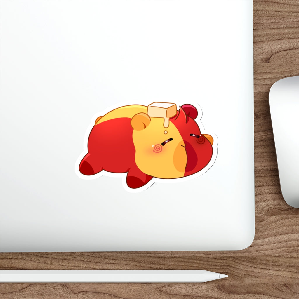 Cute Sleeping Butter Capybara Die-Cut Sticker — Kawaii Butter Capybara Vinyl Decal