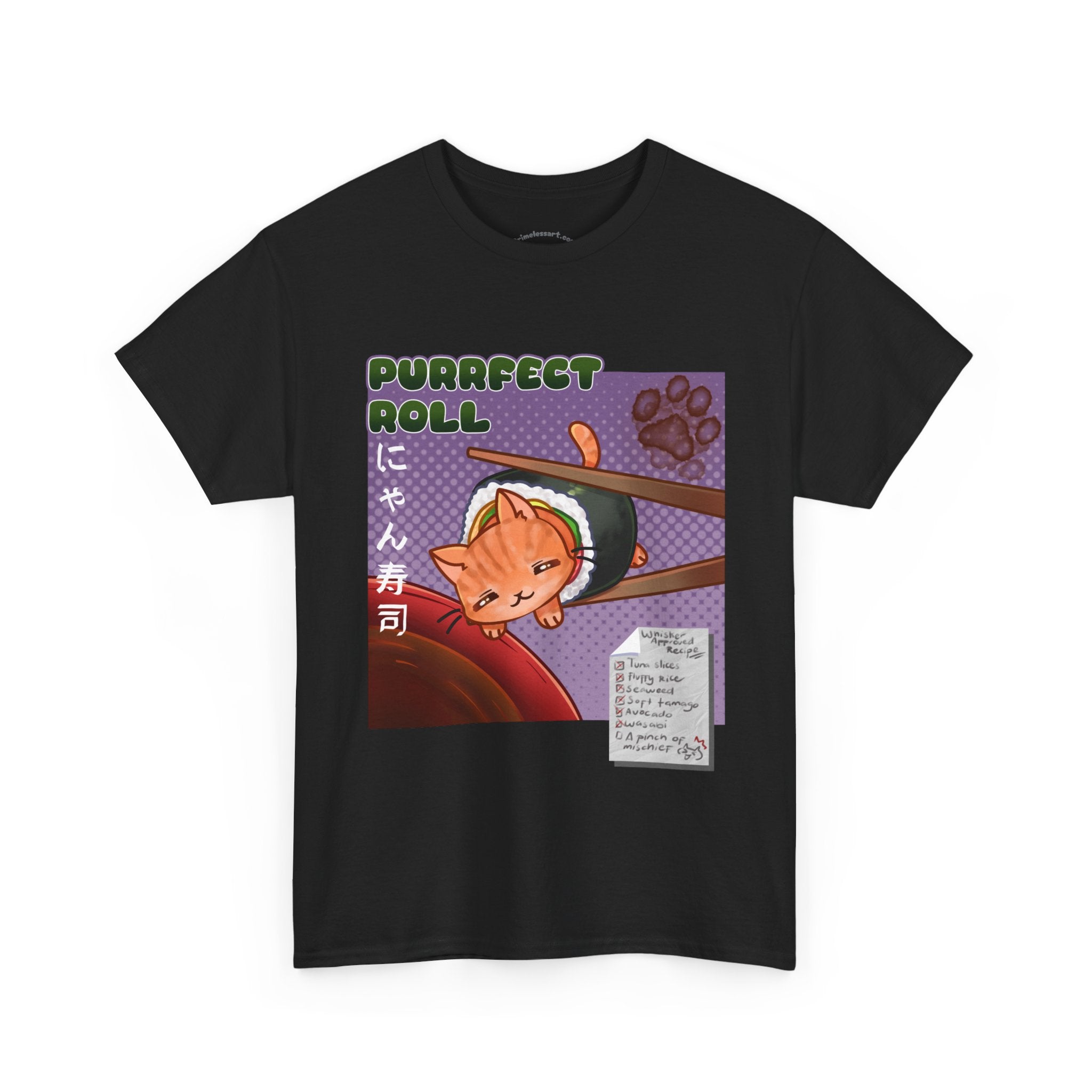 Purrfect Roll T-Shirt — Cute Cat Sushi Graphic Tee